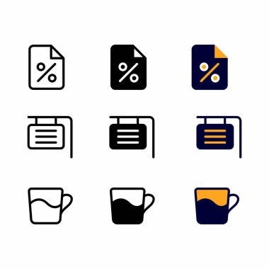 Sunum, poster, afiş ve sosyal medya için üç biçimli vergi simgesi seti