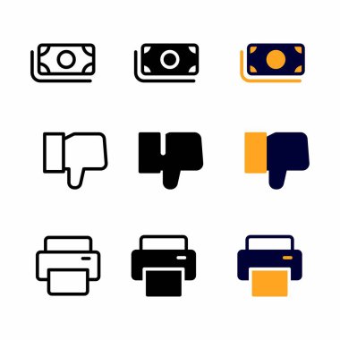 para simgesi seti sunum, poster, afiş ve sosyal medya için üç biçimli