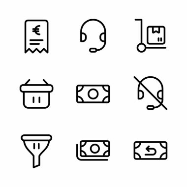 Sunum, poster, pankart ve sosyal medya için özet biçimli e-ticaret simgesi seti