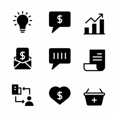 Poster, afiş ve sosyal medya için kabartma biçimine sahip e-ticaret simgesi seti