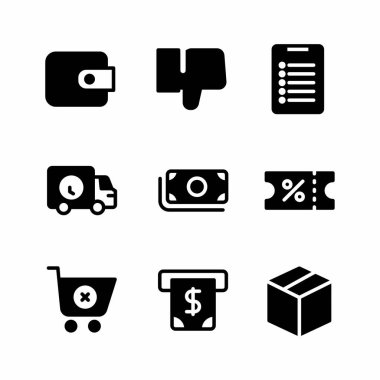 sunum, pankart ve sosyal medya için glyph biçimi ile iş simgesi seti