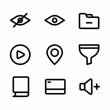 Web sitesi, sunum ve mobil piksel için kullanıcı arayüzü vektör çizgisi simgeleri mükemmel