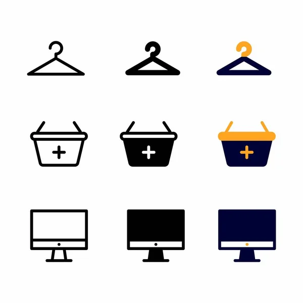 Kleiderbügel Icon Set Mit Drei Stilen Für Präsentation Poster Banner — Stockvektor