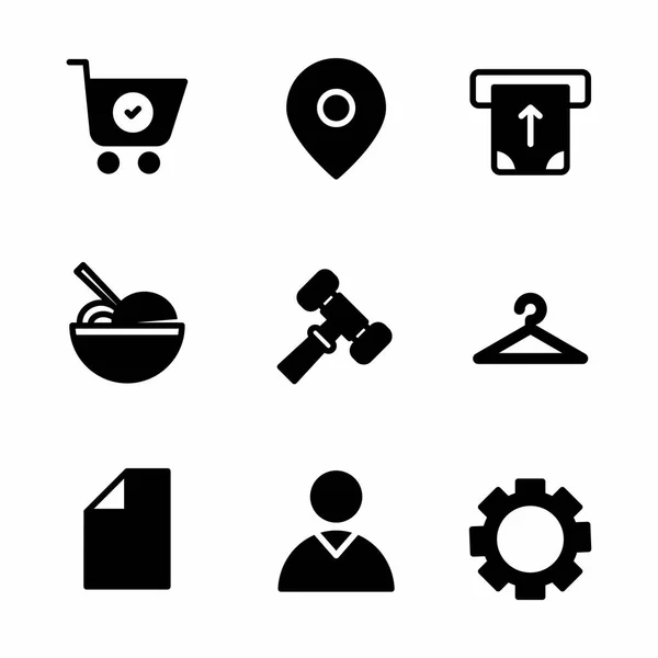 Shopping Icon Set Mit Glyphen Stil Für Präsentation Poster Banner — Stockvektor