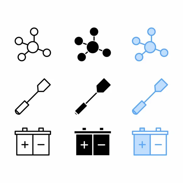 Ícone Molécula Definido Com Três Estilos Para Apresentação — Vetor de Stock