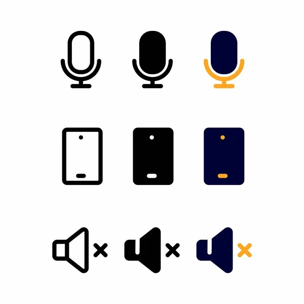 Icône Microphone Icônes Vectorielles Interface Utilisateur Réglées Pour Web Pixel — Image vectorielle