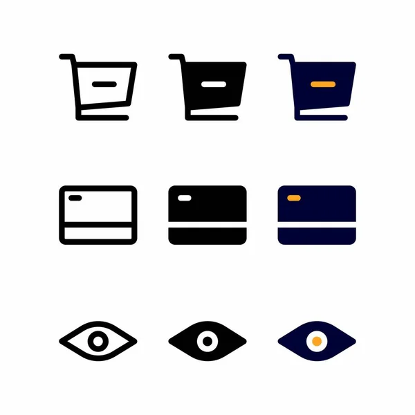 Eliminar Del Icono Del Carrito Iconos Vectores Interfaz Usuario Conjunto — Archivo Imágenes Vectoriales