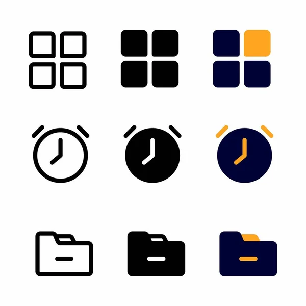 Ícone Menu Ícones Vetor Interface Usuário Definido Para Web Pixel — Vetor de Stock