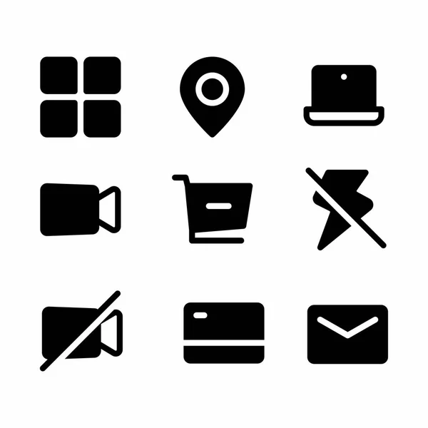 Benutzeroberfläche Vektor Glyphen Icon Set Für Website Präsentation Und Mobile — Stockvektor