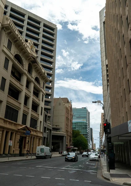 Una Vista Ciudad Adelaide Desde Los Edificios Negocios Antigua Obra — Foto de Stock