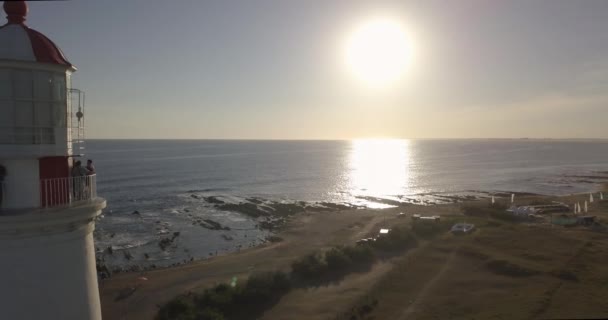 Uruguay Rocha Paloma Deniz Fenerinin Havadan Görünüşü — Stok video