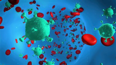 İnsan kanında Coronavirus hastalığı COVID-19 enfeksiyonu. Tıbbi Canlandırma.