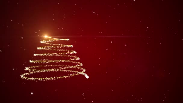 Buon Natale Albero di Natale Fiocchi di neve di animazione su sfondo rosso rendering 3d 2021 — Video Stock