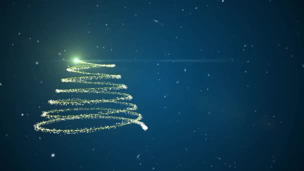 Veselé vánoční stromeček záře Animace sněhové vločky na červeném pozadí 3d vykreslení 2021 — Stock video
