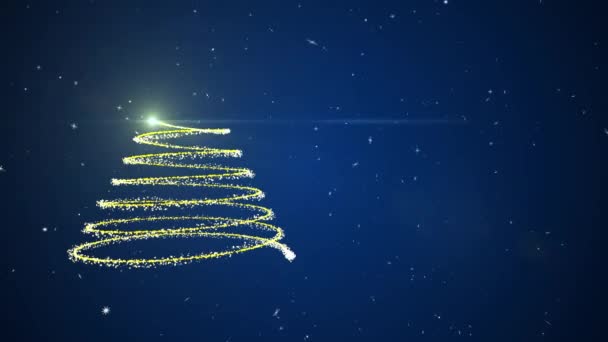 Mutlu Noeller Ağaç Işıltısı Animasyon Kar Taneleri Mavi Arkaplan 3D render 2021 — Stok video