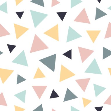 Soyut vektör kusursuz desen. Soyut modern moda illüstrasyonu. Geometrik tasarım. Renkli üçgen deseni