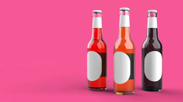 Maken Bierflessen Een Roze Achtergrond Modern Design Achtergronden Voor Keukeninterieur — Stockfoto