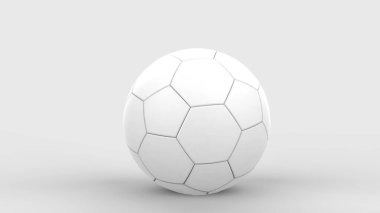 Boş beyaz deri futbol topu, ön manzara, 3D görüntüleme. Boş futbol küresi maketi, izole