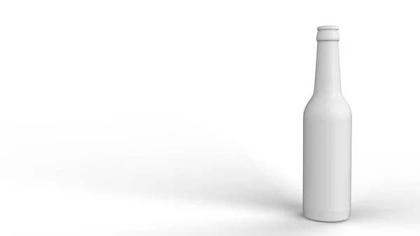 白い背景にビールボトルの3Dレンダリング モダンなデザイン キッチンインテリアの背景 — ストック写真
