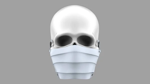 Κρανίο Ιατρική Μάσκα Καθιστώντας Κρανίο Εικόνα Σχετική Την Πανδημία Covid — Φωτογραφία Αρχείου