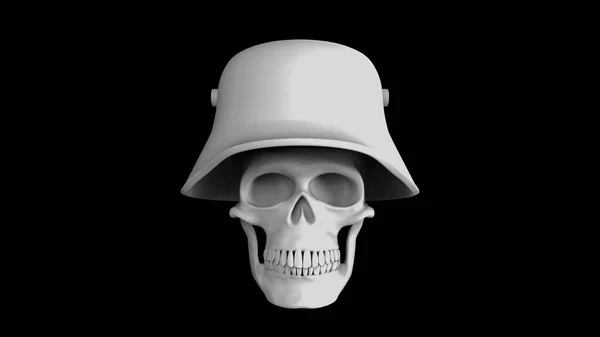 Renderizar Cara Completa Cráneo Militar Casco Alemán Sobre Fondo Negro — Foto de Stock