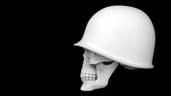 Teschio Profilo Casco Militare Americano Sfondo Nero Rendere Teschio Soldato — Foto Stock