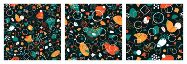 Soyut geometrik vektörsüz kalıplar kümesi. Duvar kağıdı, ağ ya da parmak izi kapağı, tekstil için evrensel soyut, pürüzsüz desen