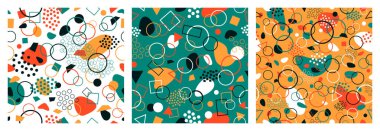 Soyut geometrik vektörsüz kalıplar kümesi. Duvar kağıdı, ağ ya da parmak izi kapağı, tekstil için evrensel soyut, pürüzsüz desen