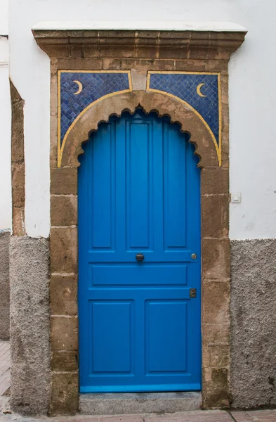 Blue gate with moons, Morocco — Stock Photo, Image