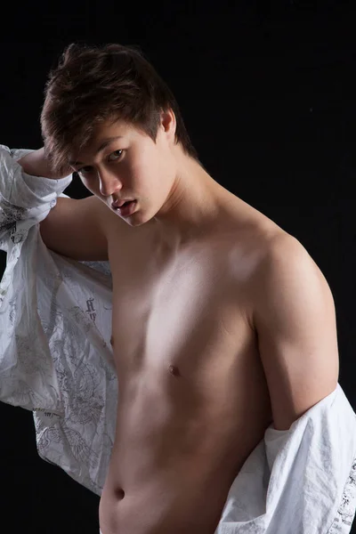 Thoughtful Young Man His Shirt — Stock Photo, Image