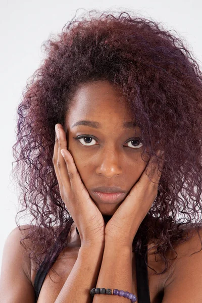 Pretty Black Woman Pensive Attitude — Stock Photo, Image