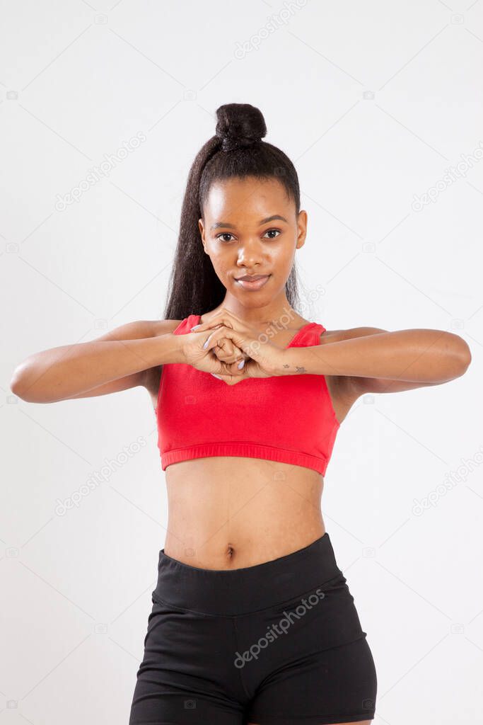 Lovely Black woman in a fighting stance