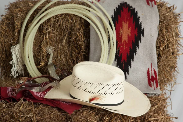 Chapéu Cowboy Cobertor Nativo Americano Com Laço — Fotografia de Stock