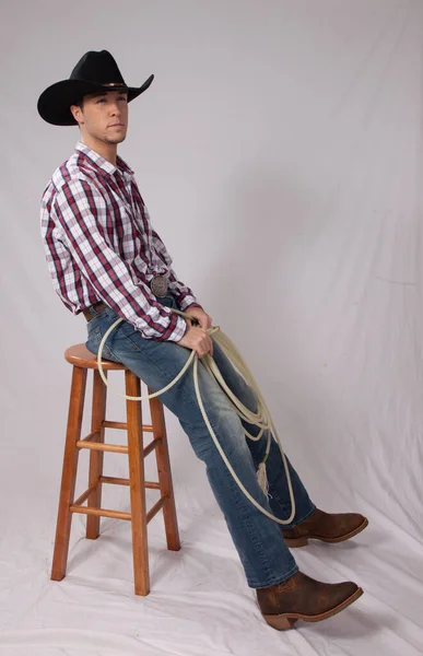 Cowboy Rustend Met Een Lasso — Stockfoto