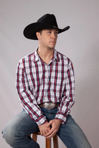 Cowboy Sitting Resting Thoughtfully — Stock fotografie