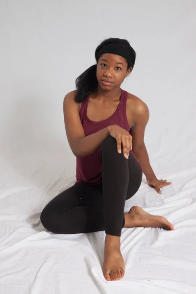 Pretty Black Woman Sitting Thoughtfully — Stock Photo, Image