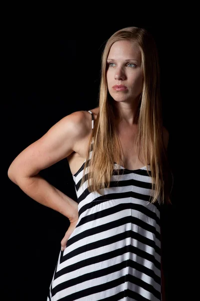 Beautiful Blond Woman Looking Thoughtful — Stock Photo, Image