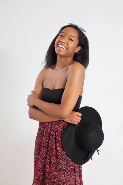 Happy Black Woman Big Smile — Stock Photo, Image