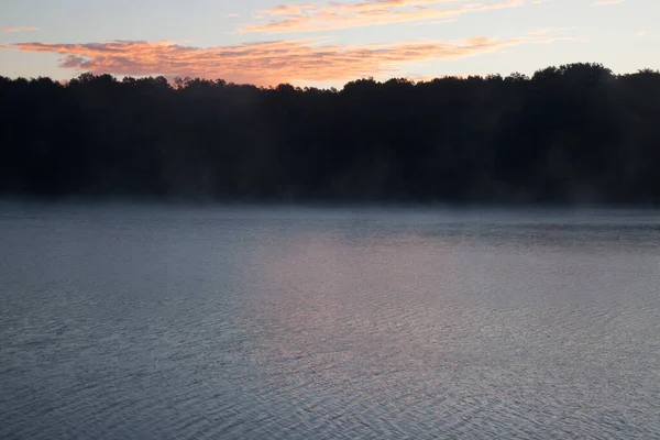 Arbres Sur Rive Reflétés Dans Eau — Photo