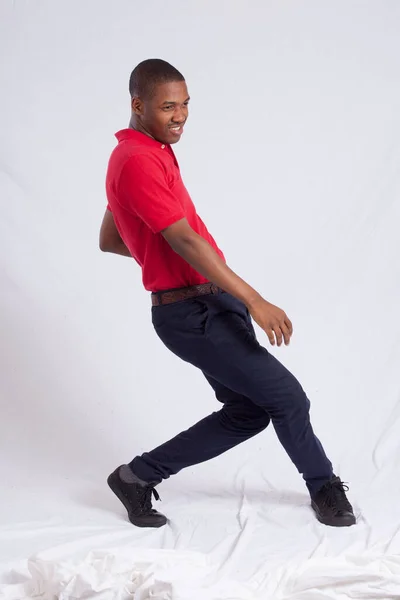 Homem Negro Feliz Com Uma Dança — Fotografia de Stock