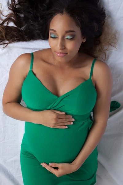 Lovely Pregnant Woman Laying — Stock Photo, Image