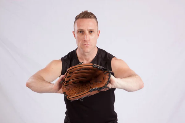 Bonito Homem Jogando Beisebol — Fotografia de Stock