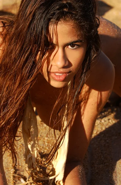 Postawa - brazylijski brunetka — Zdjęcie stockowe