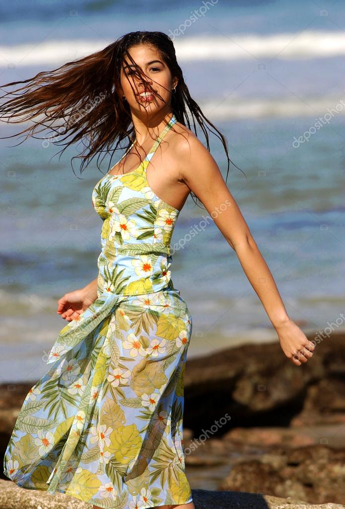Green Flowered Swimwear — Stock Photo © raykehoe 53397715