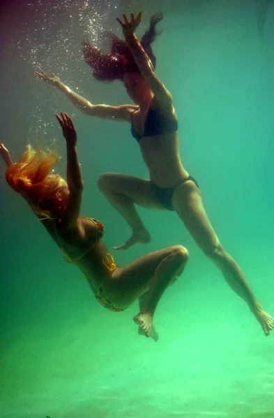 Underwater Swimming - Bikini - tone butt cheeks backside rear end behind view of curved buttocks bottom