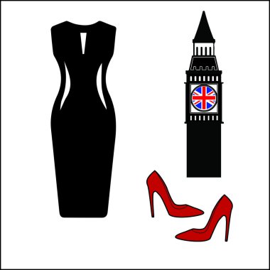 Printbig Ben siyah elbise ile