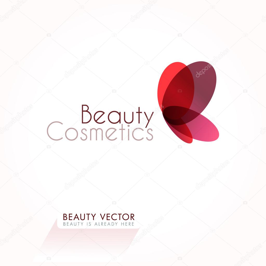 Red Butterfly vector illustration. Business sign template for Beauty Industry, Beauty Salon, Cosmetic labeling, Beauty Boutique. Vector graphics representing concept of femininity, beauty, freedom.