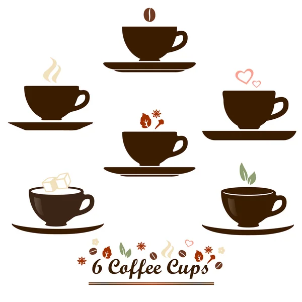 Kaffeetassen-Vektorsymbolset für die Markierung und Etikettierung von Kaffee- oder Tee-Produktverpackungen, Menüdekoration, Elemente der Benutzeroberfläche der Website. — Stockvektor