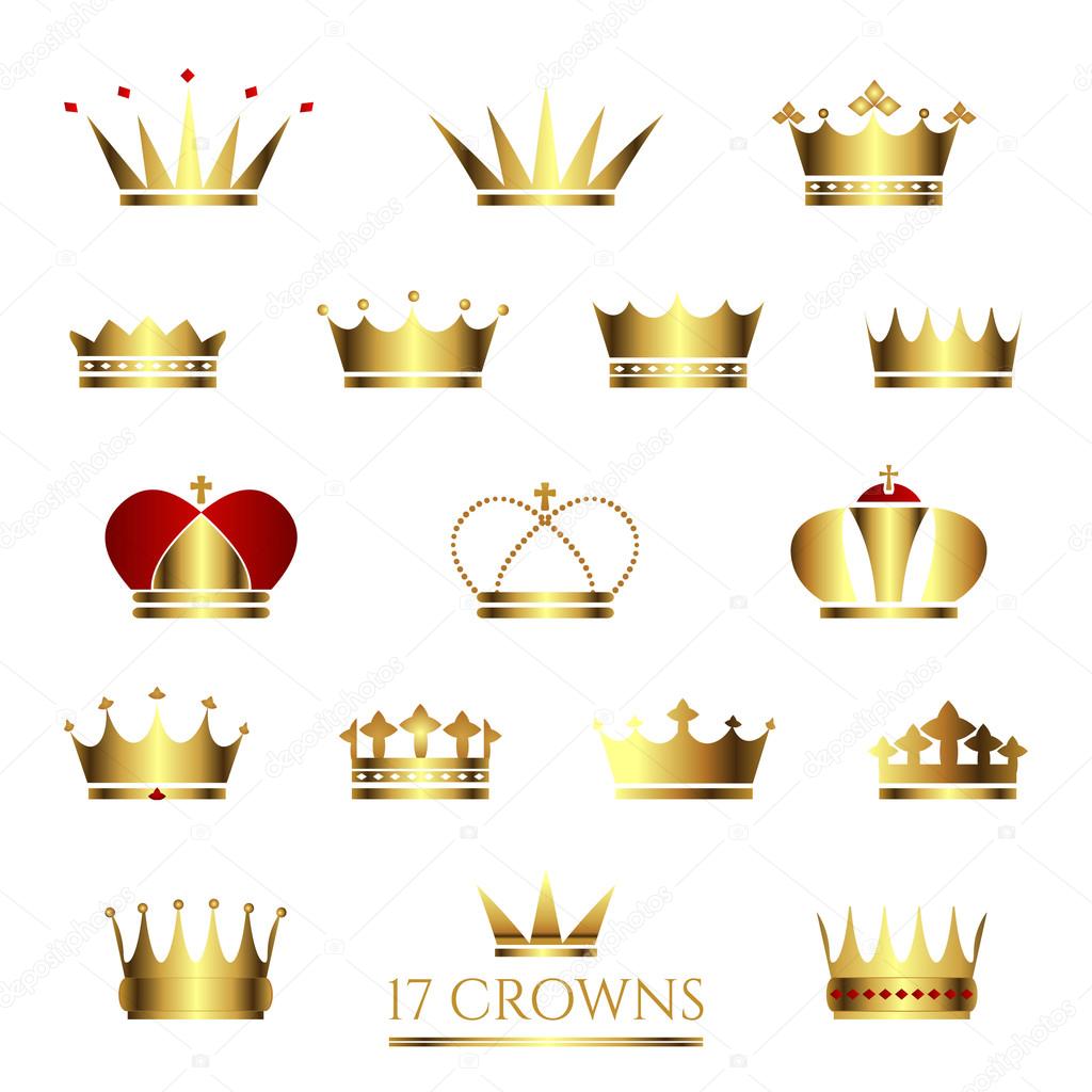 Set of  17 Golden Crowns.