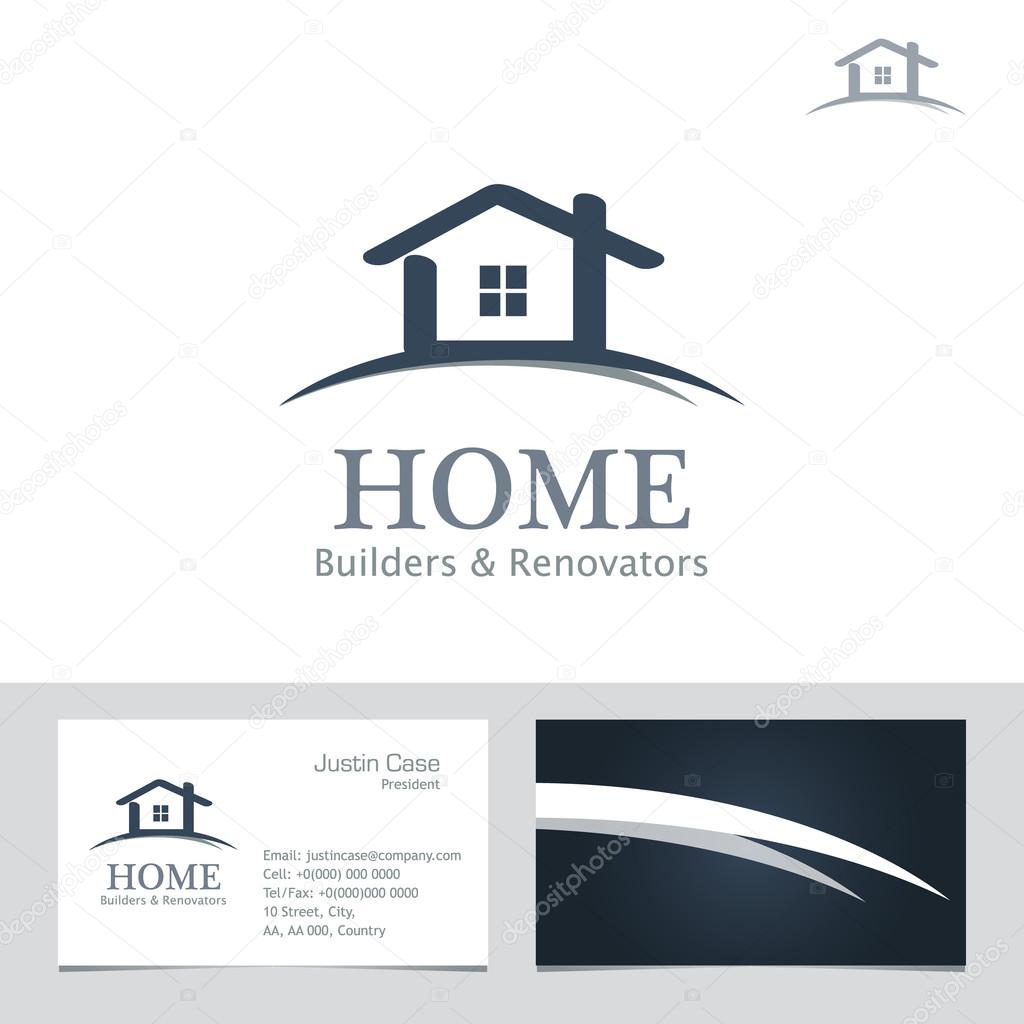 Real Estate Business sign & Business Card vector template for architecture bureau, home insurance, brokerage, building & renovation business. Business graphics. Corporate web site element. Sample text